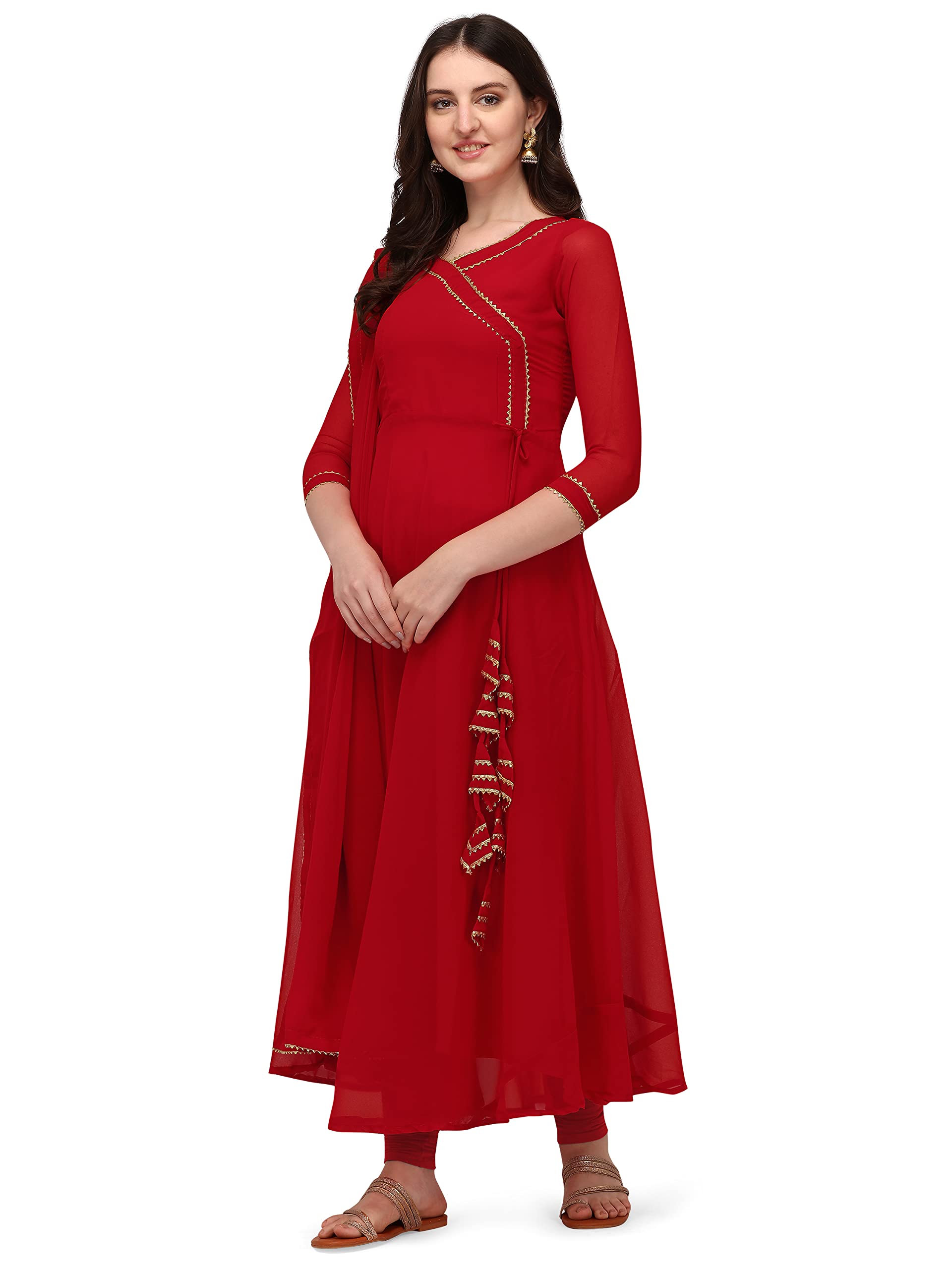 hesvi Readymade Georgette Anarkali Gown Kurta Set with Dupatta for Women-picture-6