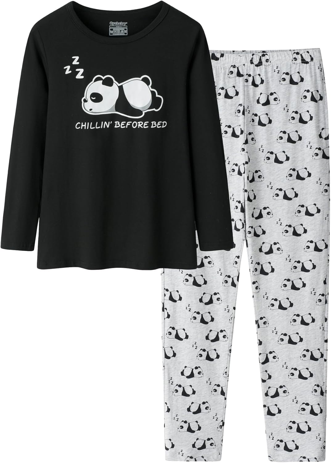 CYCHELRY Big Girls Cartoon Pajamas Cute Soft Long Sleeve Cotton Nighty PJS 2PCS Sleepwear Set Size 6-16