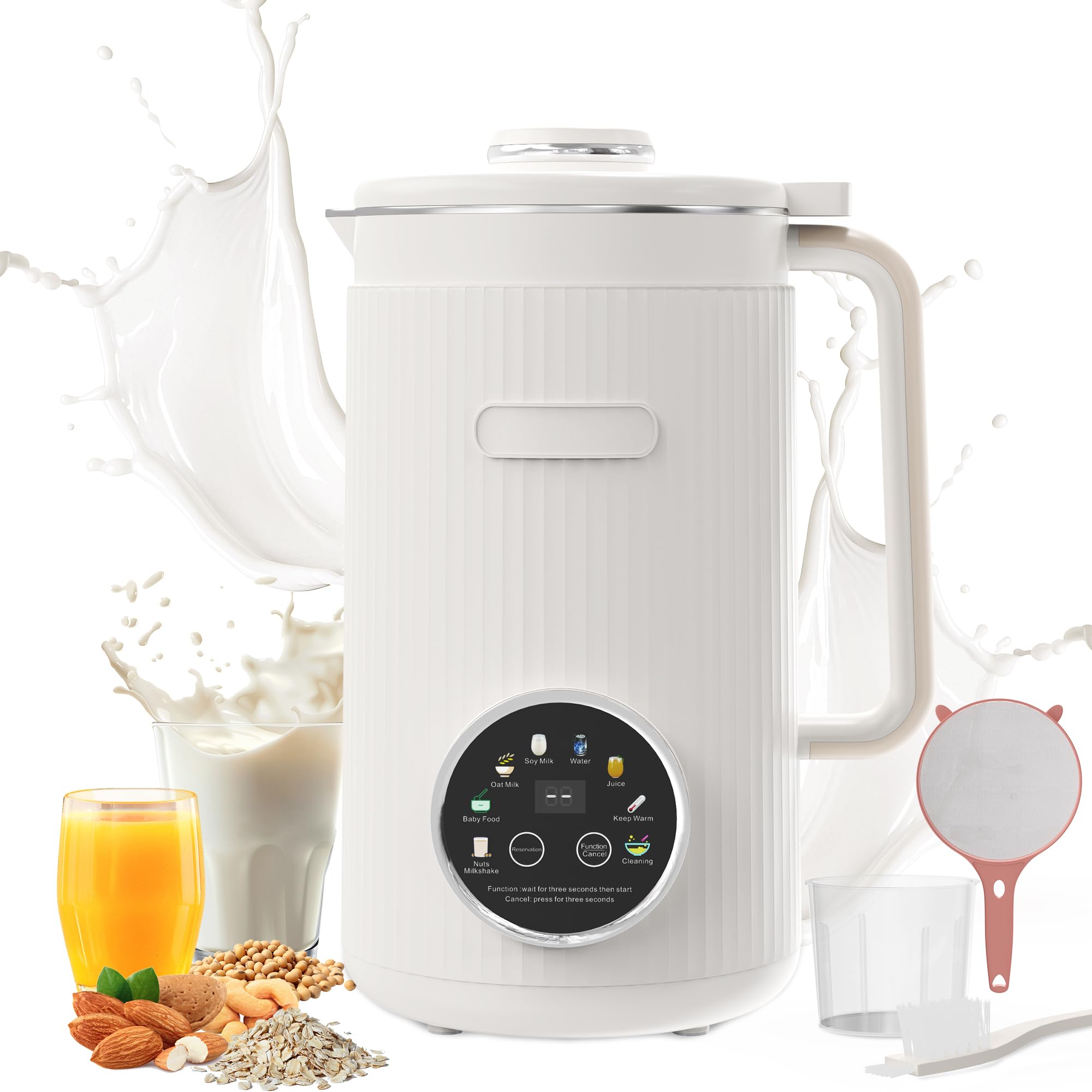 Nut Milk Maker Machine - 8 in 1 Soy Milk Maker Machine 35oz with Self-Cleaning 18H Delay Start