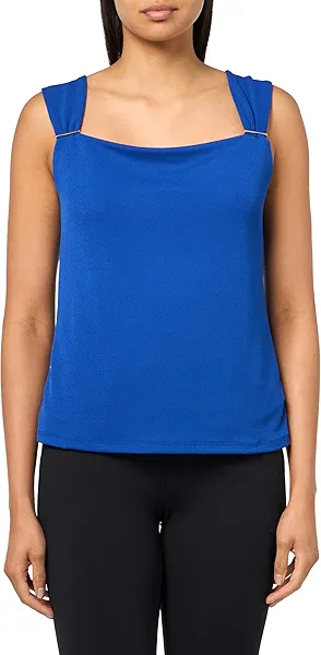 Anne Klein Women's Txtrd Knit Crepe Shirred Strap Sq Nk Cam
