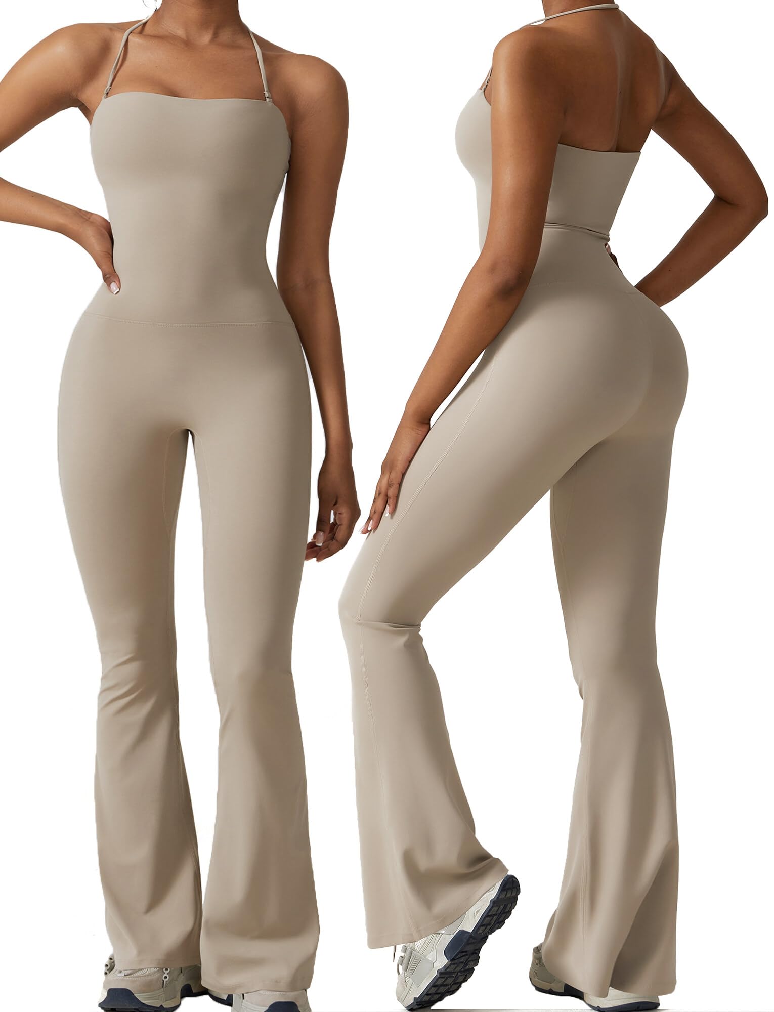 AIEOE Mujer Mono Deportivo Largo Yoga Sin Mangas Casual Elástico Elegante Playsuit Romper Ajustado Talla S-XL