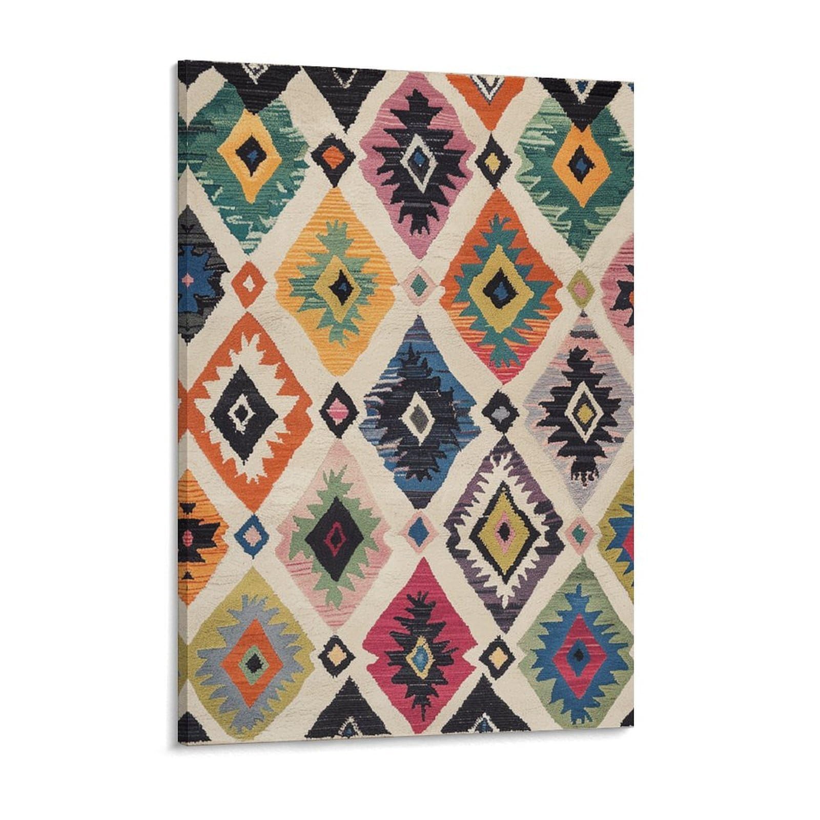Rhombus Design Pattern Canvas Wall Art for Bedroom 18x24inch Canvas Prints Artwork for Walls Modern Picture Artwork Painting for Living Room Aesthetic Wall Paintings for Bathroom Kitchen Offi