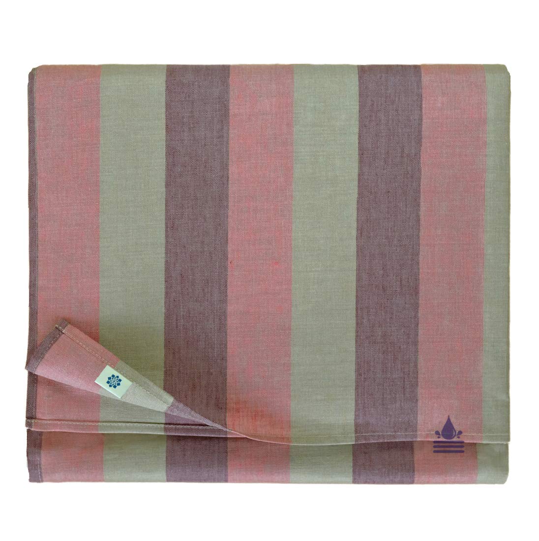 LINEN & COTTON Tovaglia da Tavola Antimacchia Impermeabile in Tela Cerata Silva - 100% Lino, Viola Rosa Grigio (147 x 250 cm) Antiscivolo Tovaglia Rettangolare A Strisce da Esterno Interno Giardino