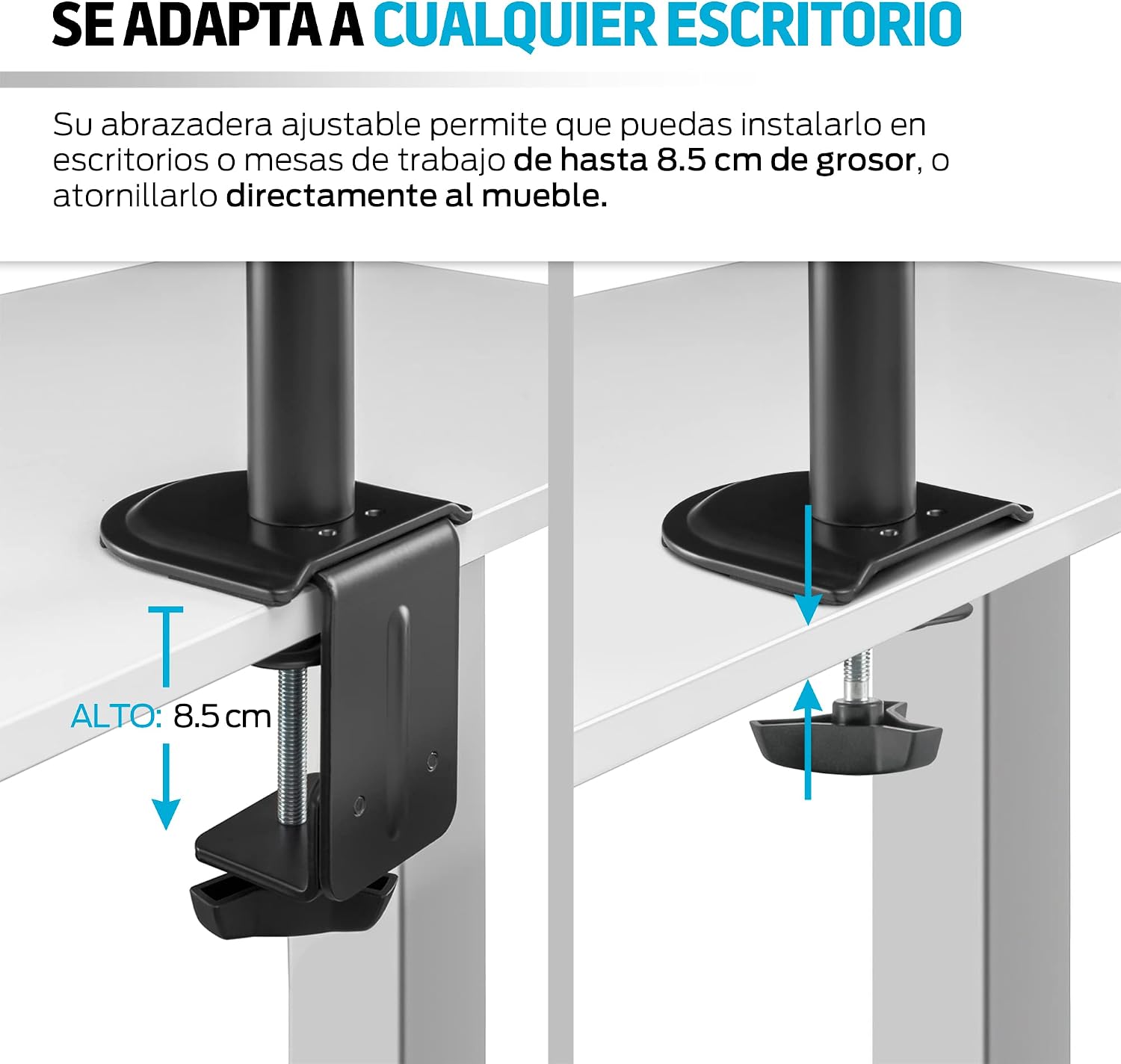 Desk clamp installation methods for the monitor stand
