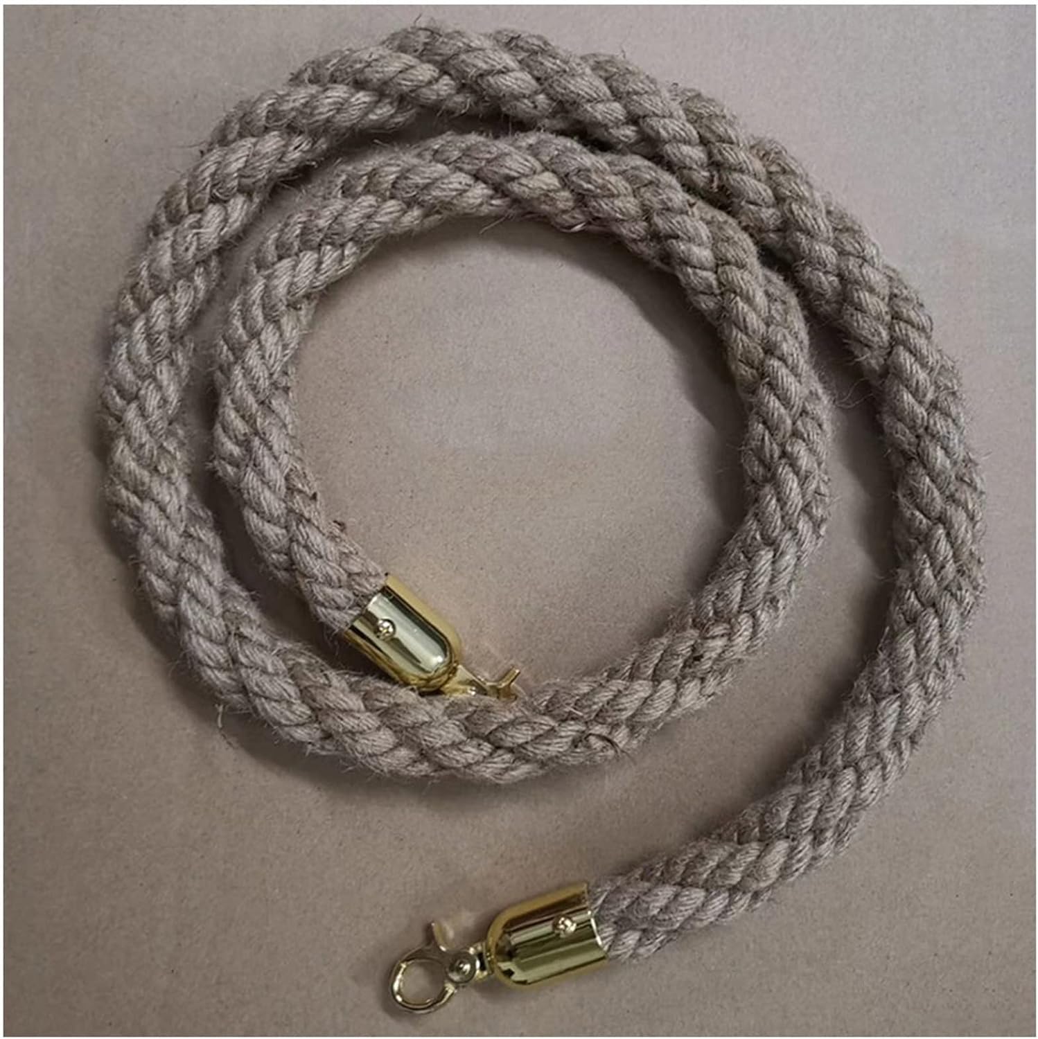 Queue Barrier Ropes with Gold Hook, Braided Hemp Rope Barrier for Queue Divider, Rope Safety Barrier 1/2/3M Crowd Control Stanchion Rope 3/4/5/7/8/9/10Ft, Twisted Hemp Ropes Queue Line Barrier, 1PC (