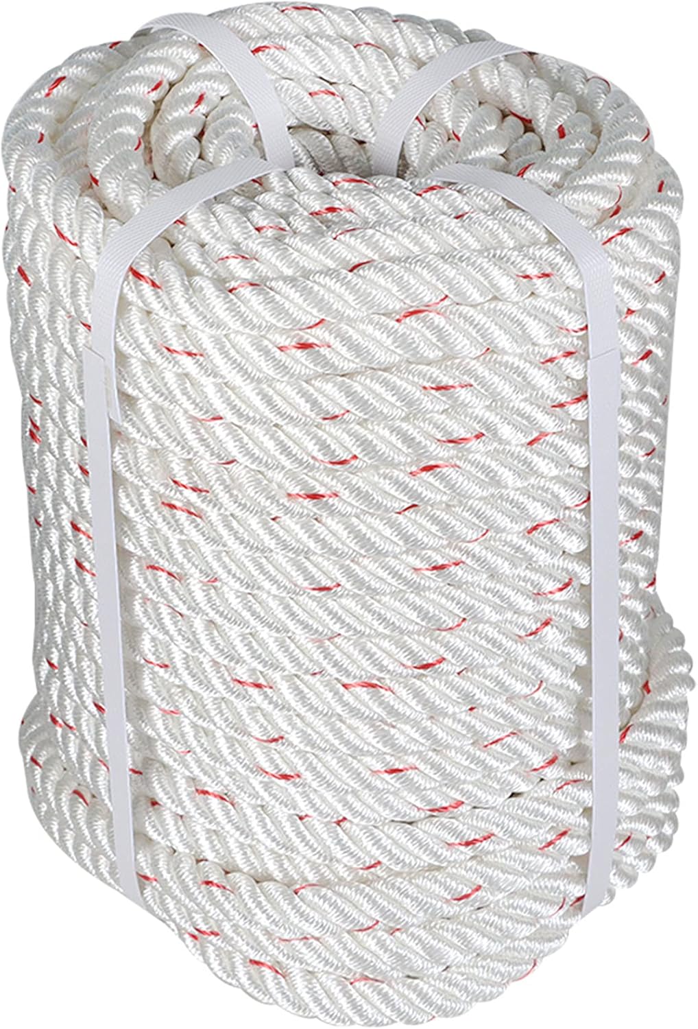 58 in Polyester Rope 150 FT Nylon Pulling Rope Arborist Rigging Rope Sailing Rope for Camping Swings Arborist Gardening Marine WhiteRed, 58in x 150ft