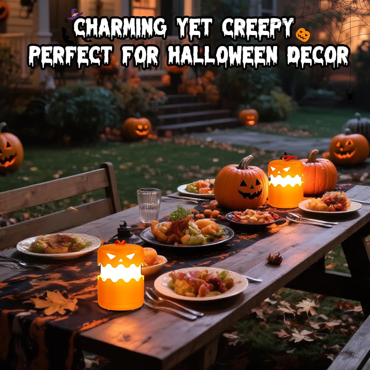 Rechargeable Halloween Pumpkin Light: Battery Operated Halloween Decorations Lantern with Lanyard - Halloween Party Favor Lamp Outdoor & Indoor with LED Light up Pumpkin for Halloween Party Decoration
