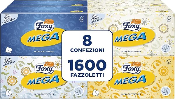 Foxy Mega Fazzoletti in scatola 8 box 200 pezzi