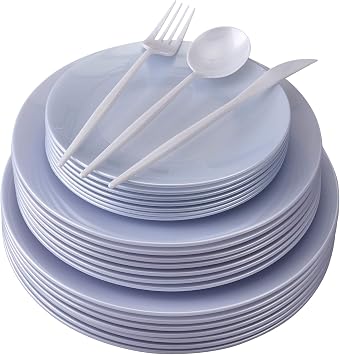 Premium Oh Baby Boy Metallic Blue Octagonal Paper Plates - 10" 8 Count - Eco-Friendly & Chic Design - Great Party Supplies For Celebrations, Showers & Events
