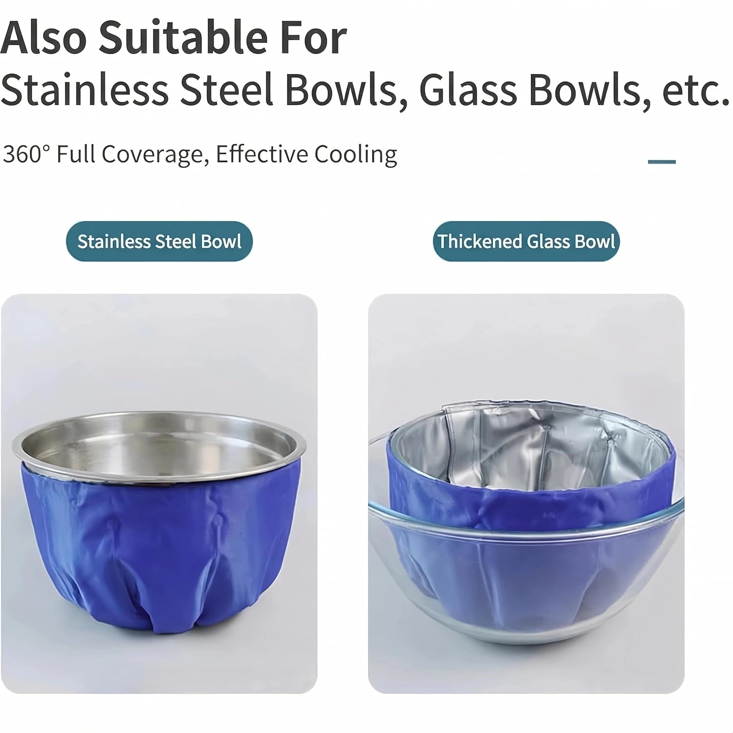 Reusable Stand Mixer Bowl Cooling Jacket, Insulated Bowl Sleeve with Gel Ice Pack for 4.5-7 Quart Mixing Bowls, Adjustable PVC Waterproof Cooling Wrap to Keep Dough & Buttercream Cool for Baking