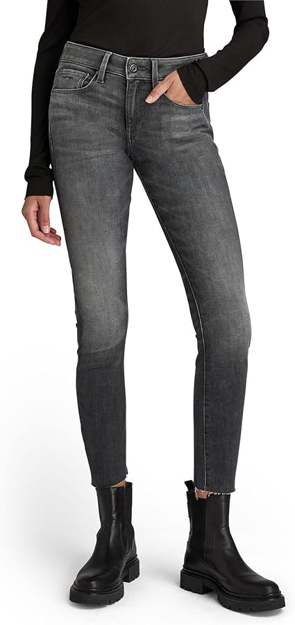 G-STAR Jeans Donna 3301 Mid Skinny Ankle, Blu Worn In Moss, Taglia 25W / 32L - 5