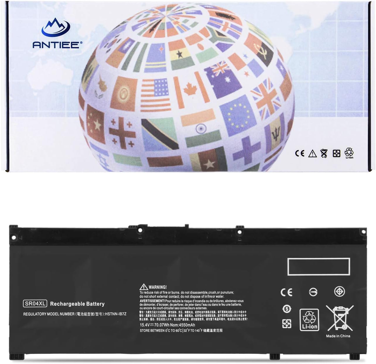 ANTIEE SR04XL Laptop Battery for HP Pavilion Power 15-CB000 CB000NG CB045WM 15-CE000 15-CE015DX 15-DC0000 15T-CE000 15T-CB2000 Omen 15 2018 15-CE000 CE015DX DC0000 917724-855 917678-1B1 15.4V 70.07Wh