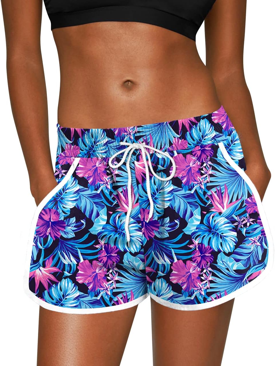 For G and PL Women Summer Floral Beach Boardshorts with Pockets Swim Trunks