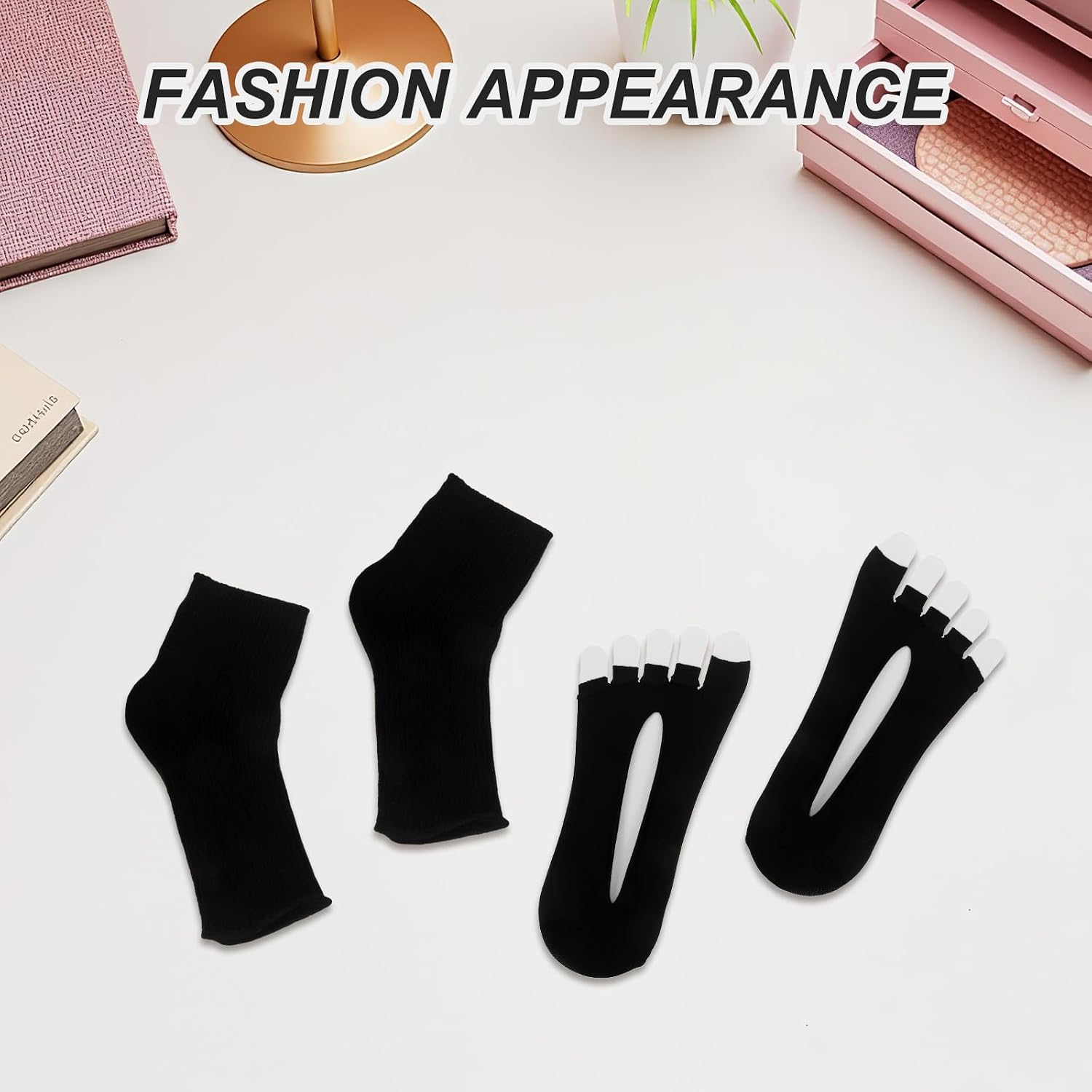 VOSAREA 2pcs Uv Protection Socks for Gel Nail Lamp, Nail Polish Protect Foot Covers, Anti-Tanning Pedicure Socks for Home and Salon Use