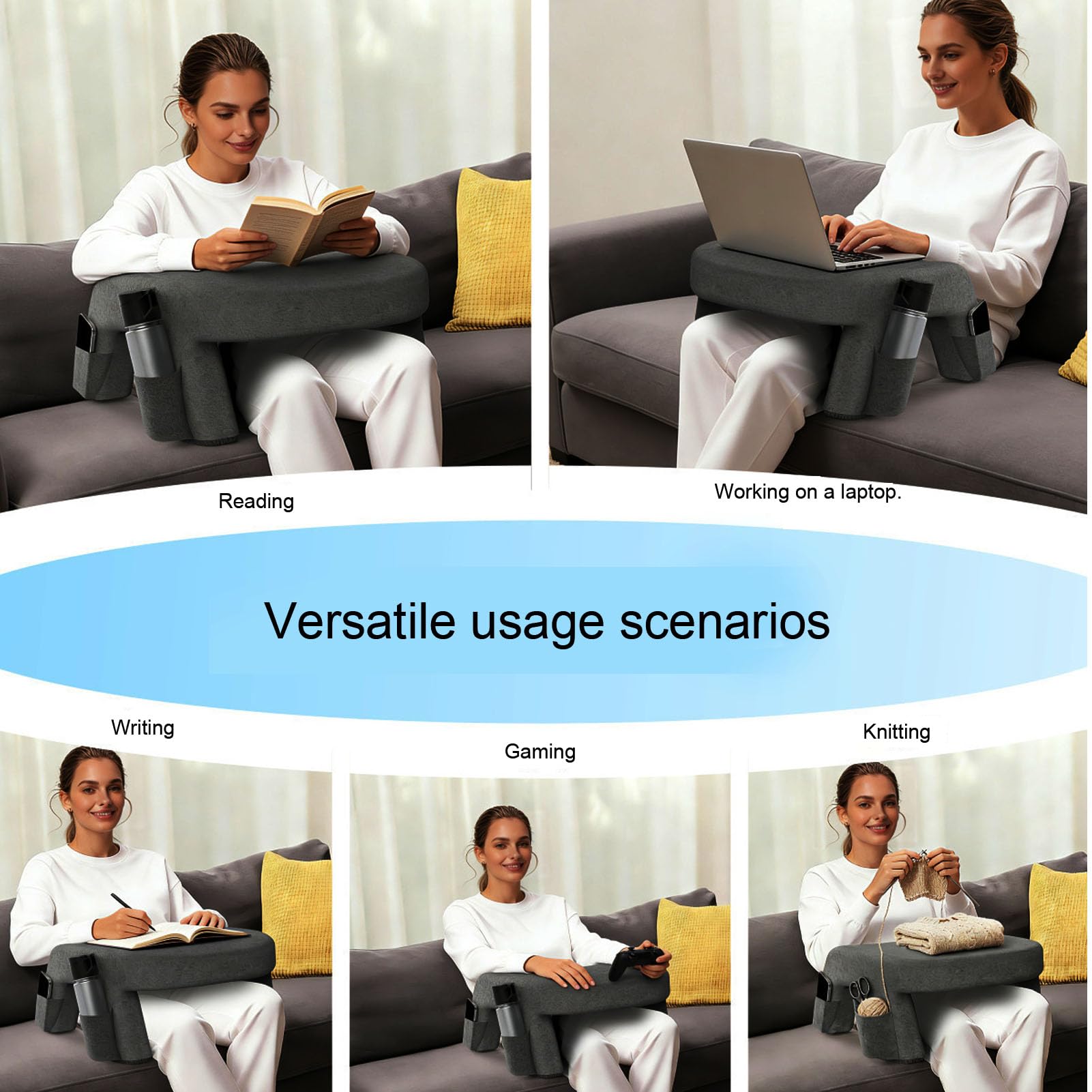 Almohada de Escritorio para Computadora Portátil, Escritorio Ergonómico Transpirable, Cómoda Almohada de Lectura para Cama con Funda Lavable Desmontable, Ideal para Trabajar, Jugar, sofá,