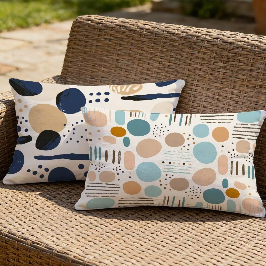 Housse de coussin extérieur 60x80 cm imperméable effet lin - 2