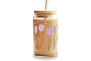Purple Tulips Glass Can Cup — A Mother's Day Floral Delight