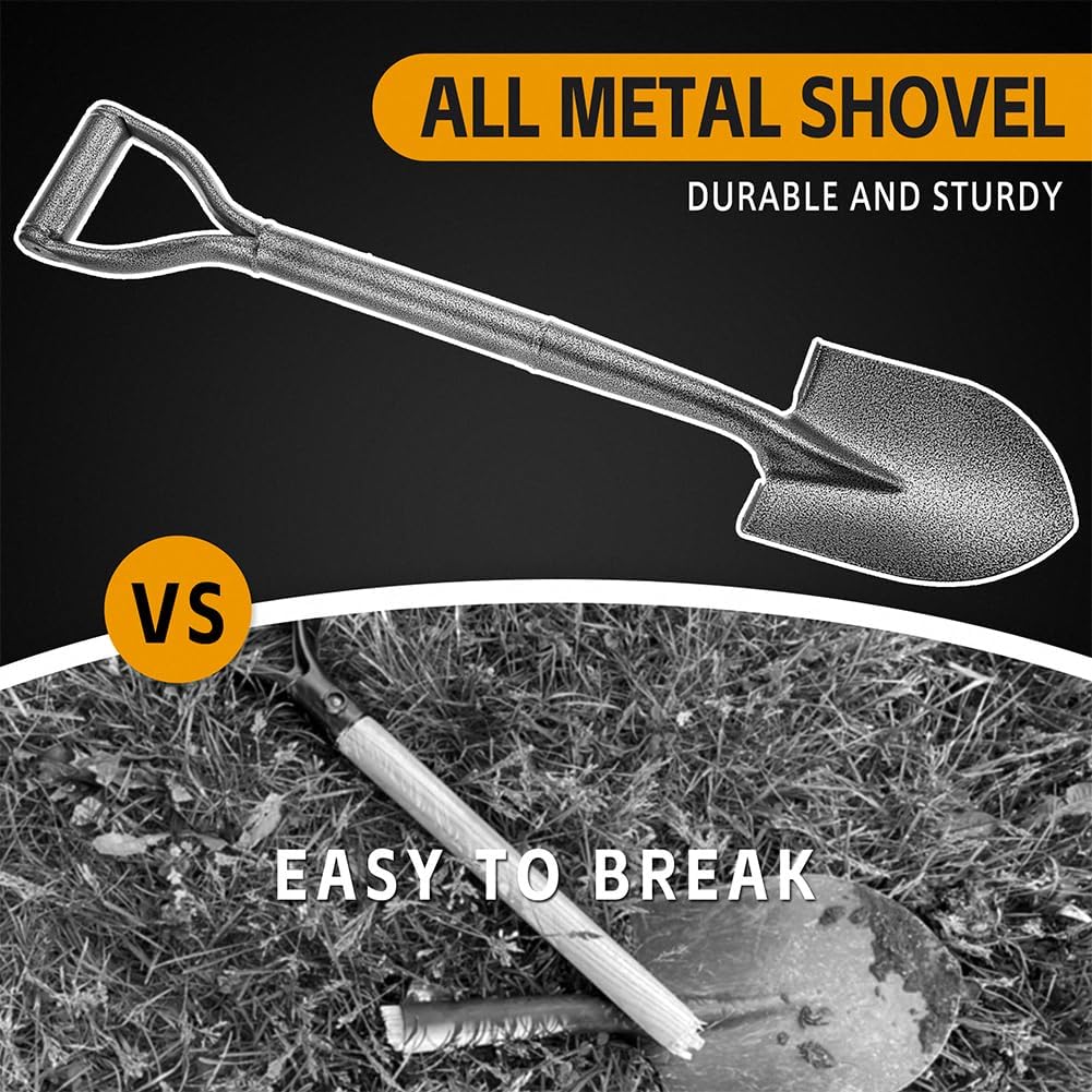 All Metal Shovels for Digging Gardening - 30in Small Shovel Spade with Short D Handle and Steel Blade - Perfect for Camping Planting Overlanding : Patio, Lawn & Garden