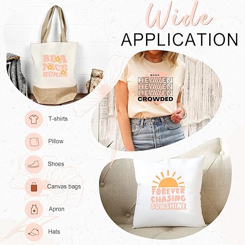 Miniatura 5 de Tintnut Rollo de vinilo de transferencia de calor Peach HTV de 10 pulgadas x 6 pies, rollos de vinilo HTV de melocotón sólido para planchar en