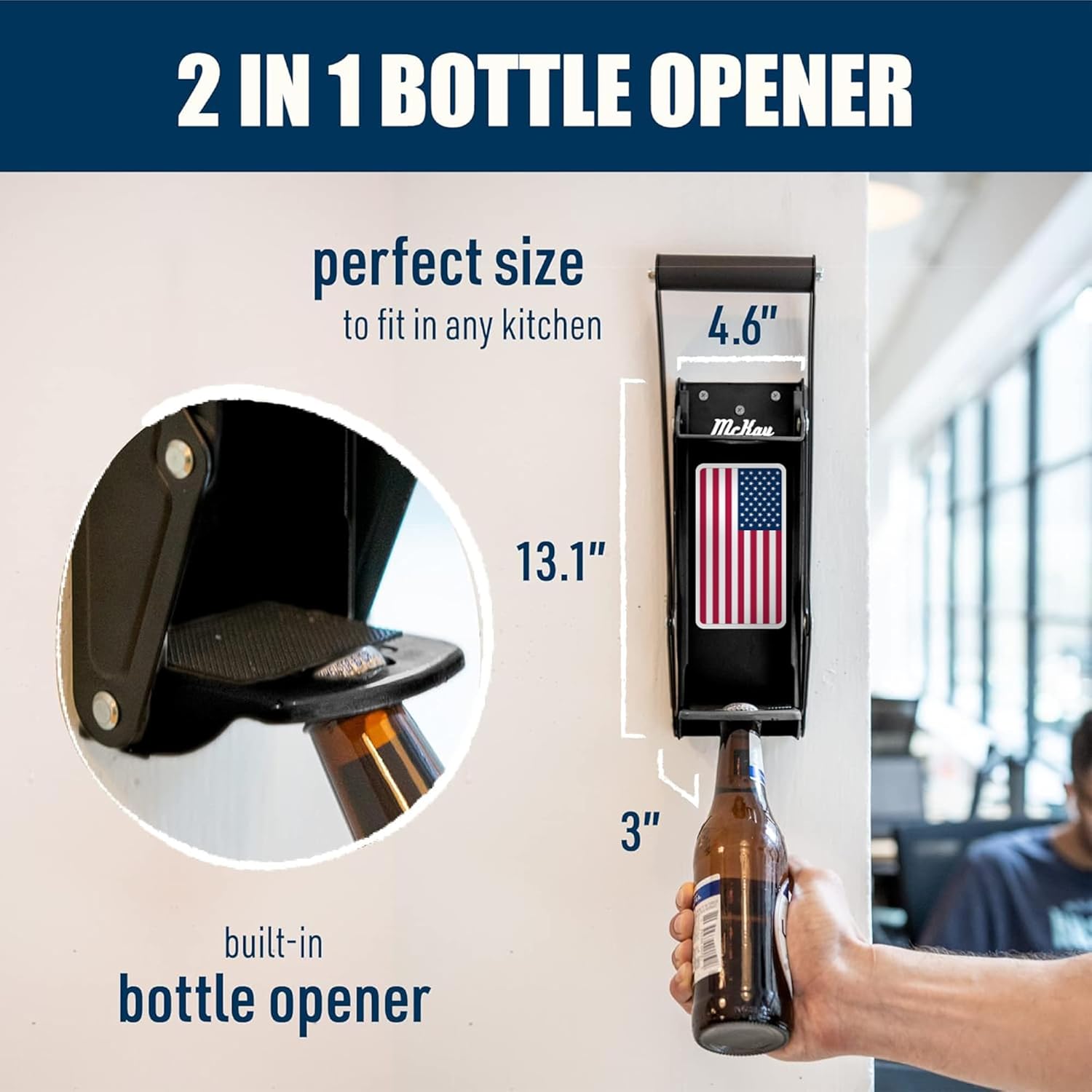 Mckay 16 Oz. and 12 Oz. Metal Can Crusher US Flag, Can Crusher Wall Mounted, Can Crushers for Recycling Wall-Mounted Smasher for Aluminum Seltzer, Soda, Beer Cans and Bottles - American Flag