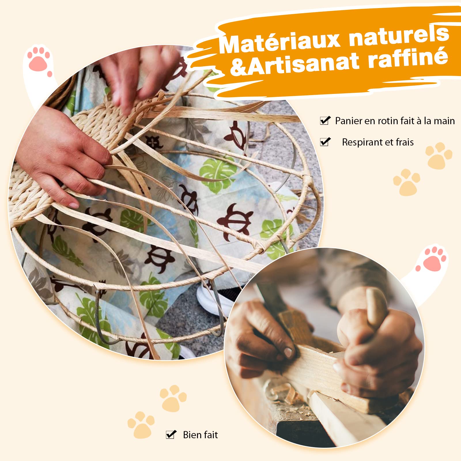 GOPLUS Arbre à Chat 72 CM en Tige de Massette, 2 Niveaux, avec Plateforme, Niche, Poteaux en Sisal, Coussin Souple, Boule pour Chats et Chatons, Marron et Beige