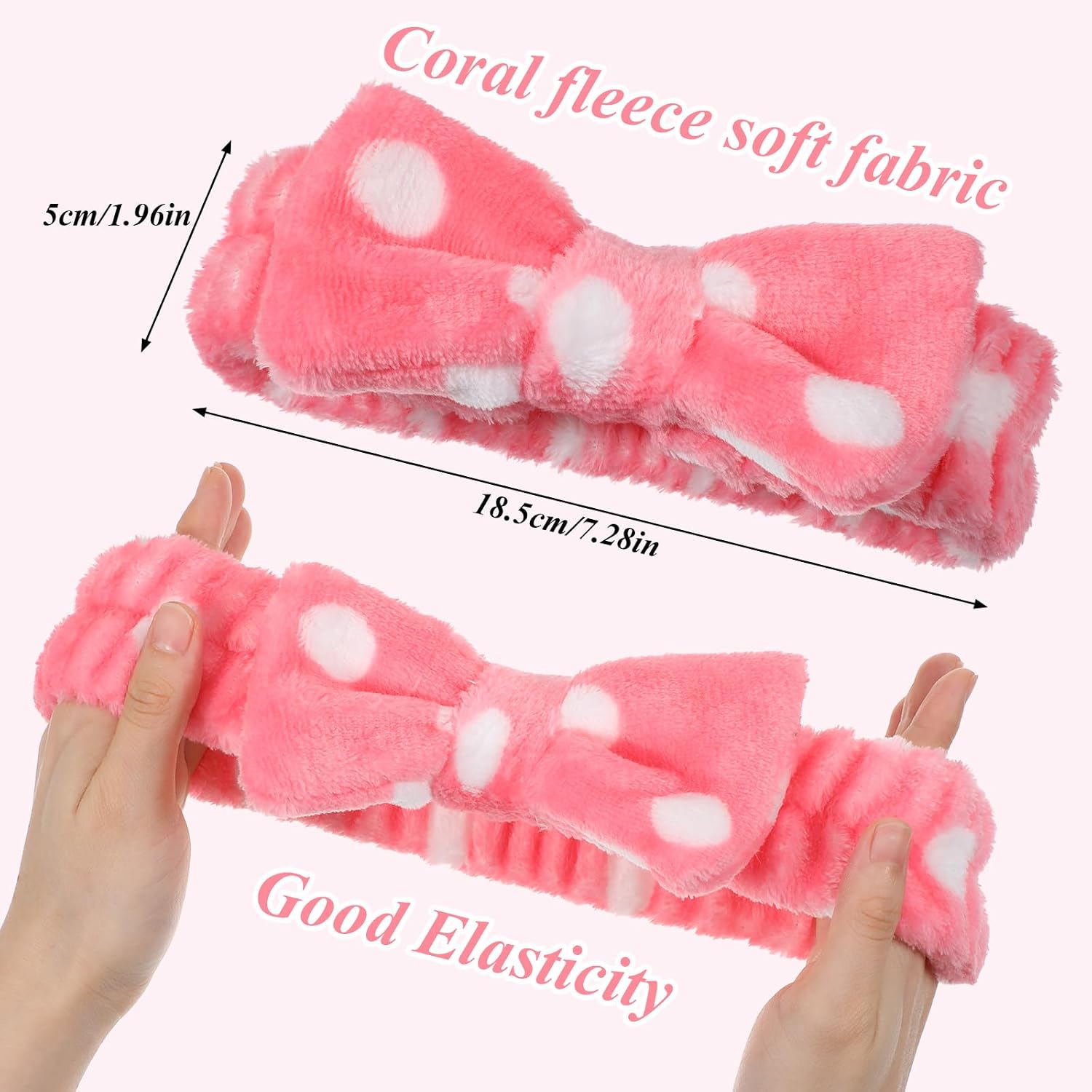 24 Pcs Spa Headbands Facials Makeup Headbands Bulk Bows Hair Fleece Fluffy Hair Band For Women Washing Face Makeup Shower Skincare 7.5 x 2 Inches Gifts Stocking Stuffers Party Favors