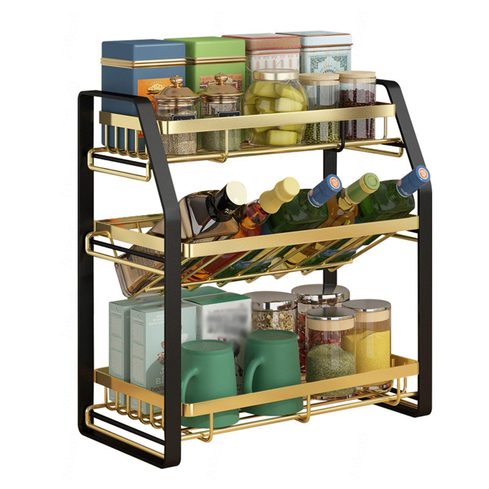 Estante para Especias de 3 Niveles, Organizador de Cocina, Estante para Especias, Estante para condimentos, Estante para condimentos para encimera, extraíble