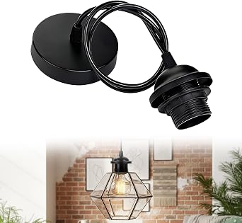 Black Pendant Light Fitting   Adjustable Industrial-Style Ceiling Rose Pendant Light Fitting for Modern Homes, Living Spaces, Kitchens, Offices, Restaurants, Cafes & Commercial Venues