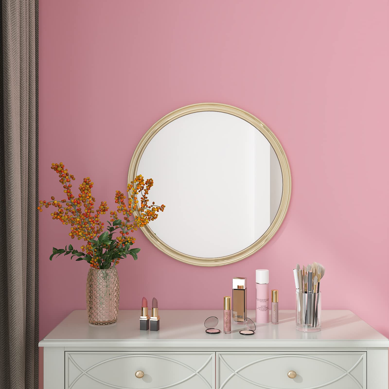 Livelynine Bright Pink Wallpaper Peel And Stick Matte Pink Contact Paper Waterproof Self Adhesive Wallpaper For Bedroom Girls Room Coral Vinyl Wrap For Cabinets Desk Classroom 15.8x78.8 Neon Cherry - View #4