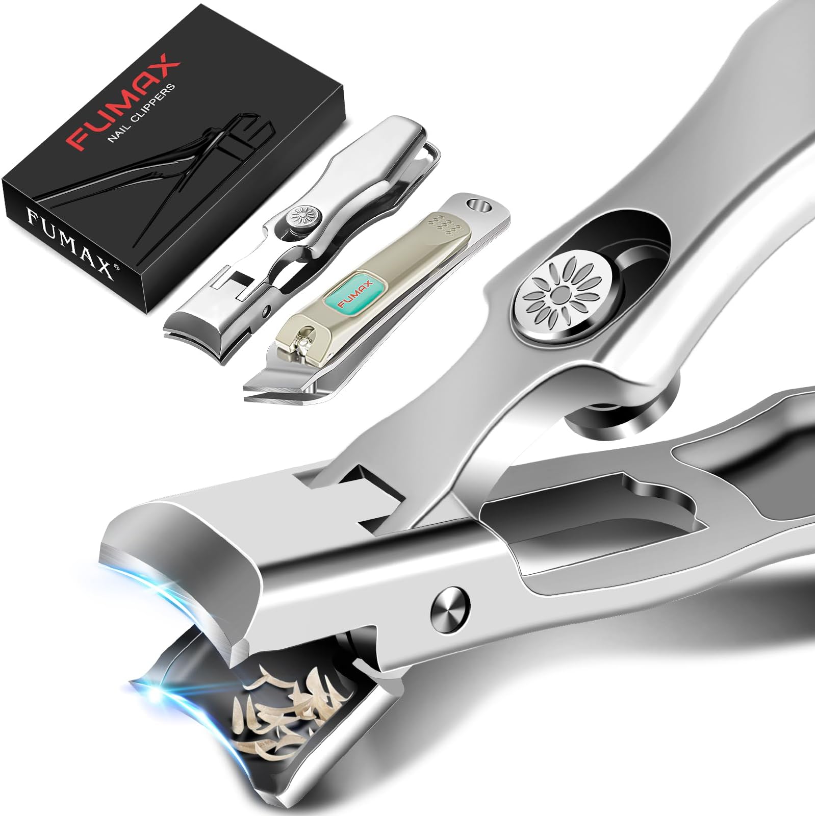 Nail Clippers for Men Thick Nails with Catcher, Upgraded Slanted Ingrown Toenail Clippers for Seniors, No Splash Fingernail Clipper with Wide Jaw Opening, Heavy Duty Nail Clipper for Thick Toenails