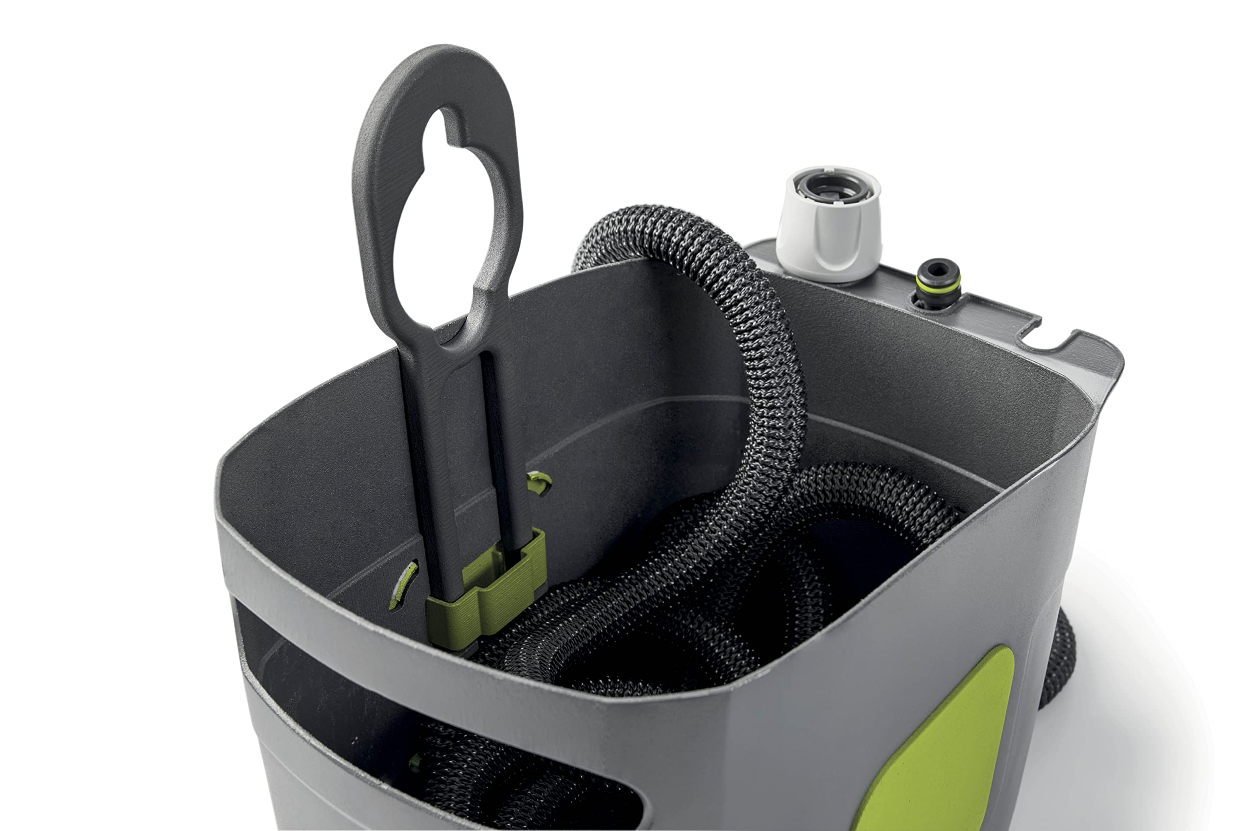 G.F. SRL Aquapop Grey Pro 15 - Tubo autoextensible de tela, fabricado en Italia, con recipiente de plástico, mini lanza y accesorios, para regar jardines y balcones, gris oscuro