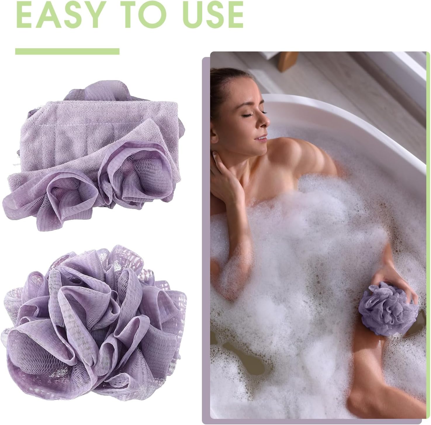 2 PCS Bar Soap Loofah, 2 in 1 Loofah Pouch Washcloth for Cleansing and Smooth Skin - Image 6