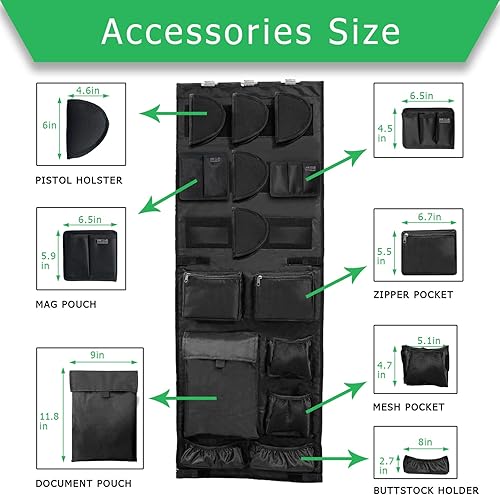 Miniatura 4 de NEXT STATION Organizador de puerta seguro para armas, organizador de panel de puerta seguro para pistola con soporte extraíble para pistolas, panel