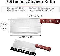 Vista 2 de TJ POP Chinese Chef Cleaver, 7.5 Inch Stainless Steel Knife with Ergonomic Handle, Ultra Sharp Kitchen Knife for Home and Restaurant