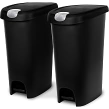 Hefty 12 Gallon Trash Can with Lid, Plastic Garbage Can Step to Open with Lockable Lid, Kitchen Waste Basket for Home Garage, Large Capacity Trash Bin, 1 Pack, Black