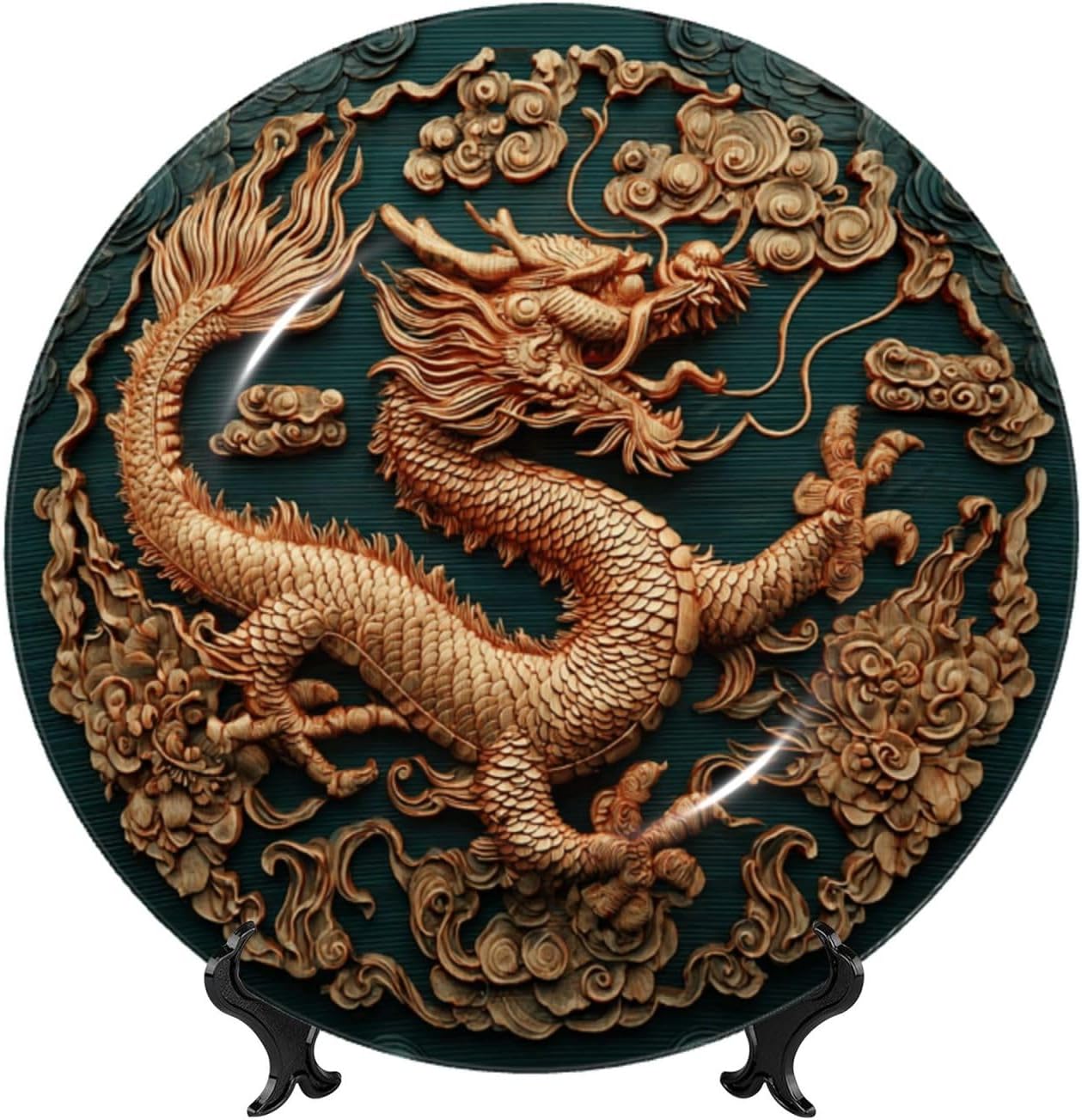 Decorative Plate Art Crafts Bone China Decorative Plate with Display Rack Souvenir Wall Decor Ceramic Ornaments Dinner Plates Ceramic Decoratives Plates for Home Office 10in