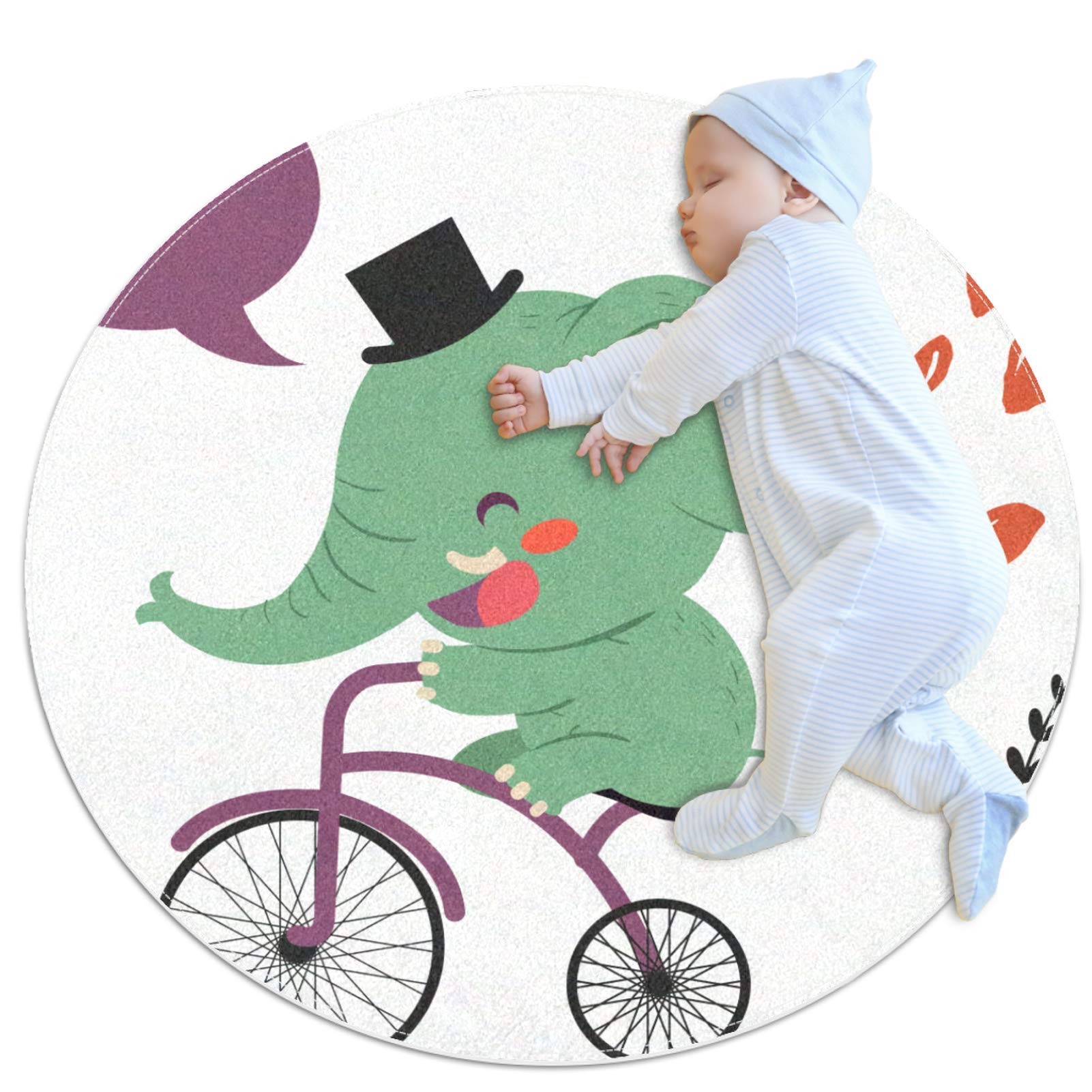Funny Elephant Ride A Bicycle Rug Floor Playmats Crawling Mat Game Blanket ' Room Decoration Girls Living Room Bed Room
