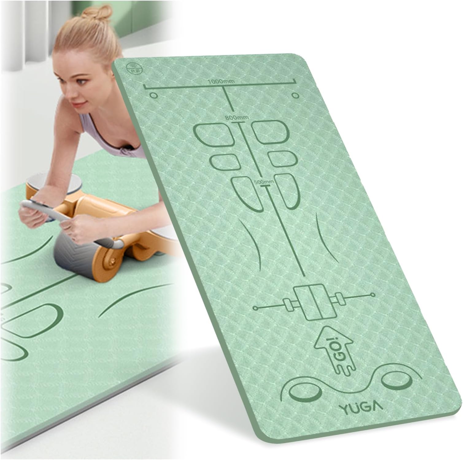 Exercise Equipment Mat for Ab Roller Wheel,Non-Slip Exercise Mat,Long Sound Insulation Knee Mat For Abdominal Yoga Floor Workouts-Green