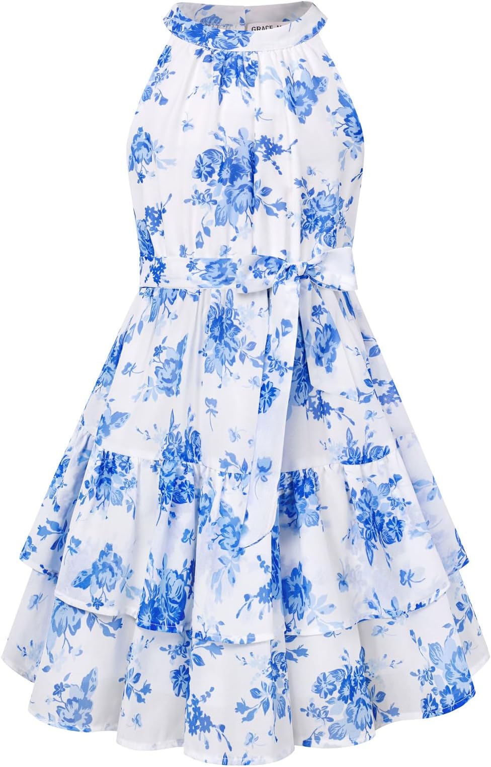 Girls Summer Beach Dress Floral Halter Hawaiian Party Vacation