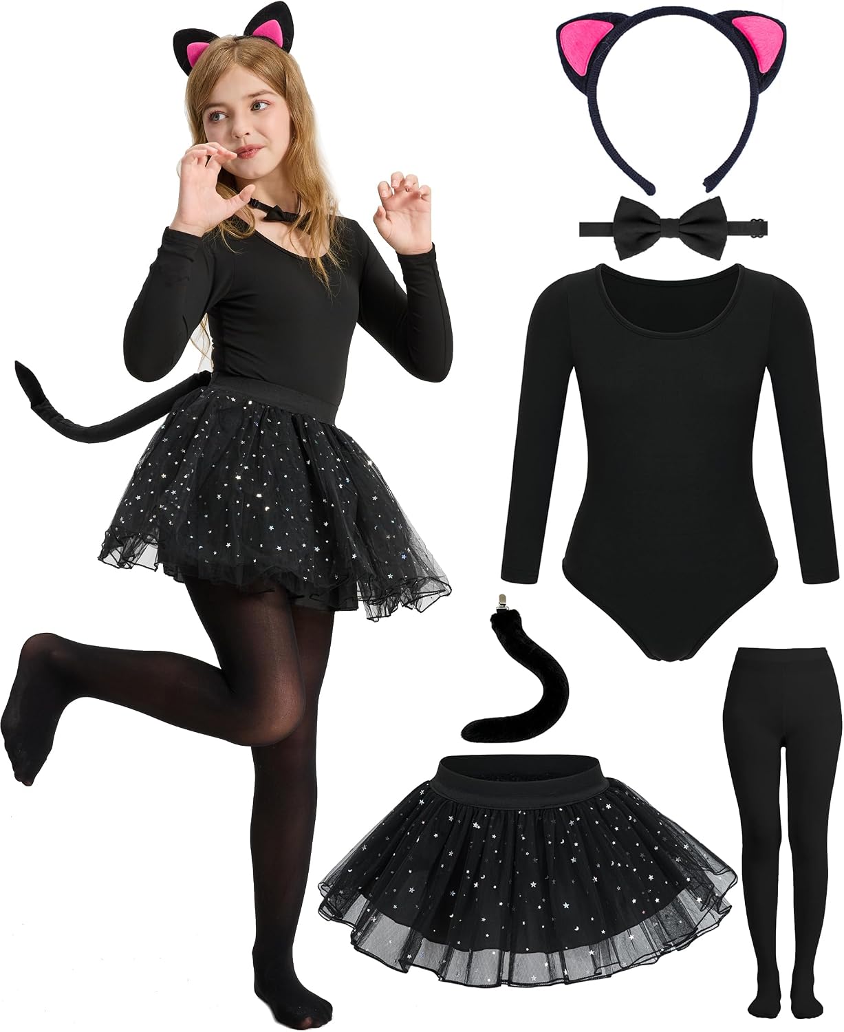 Black Cat Costume for Girls Halloween Kitty Costumes for Kids 2026