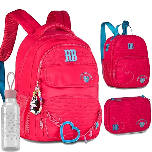 Kit Mochila Escolar Rebecca Bonbon RB 27015 Rosa com Lancheira, Estojo box e Garrafinha coleção 2026