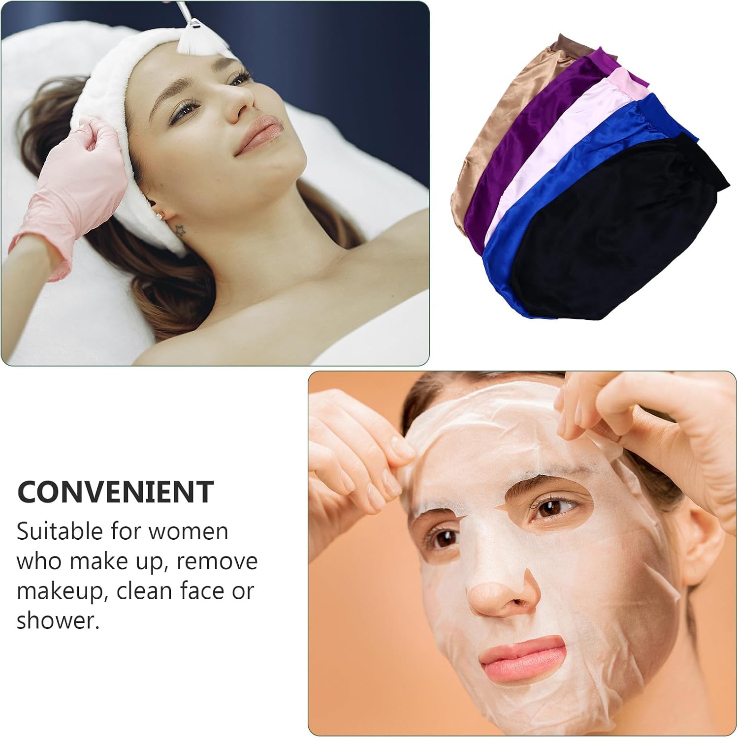 5pcs Long Satin Sleep Caps with Elastic Band for Women, Loose Fit Hair Bonnets for Sleeping, Braids and Dreadlocks Protection, Mixed Colors Random Color