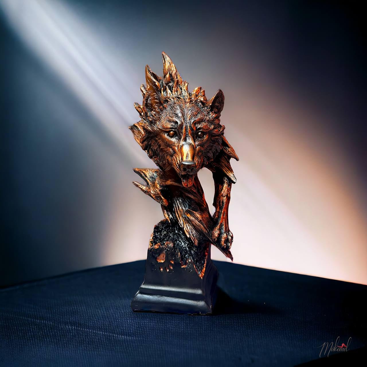 El acosador feroz (15.7 pulgadas, busto de animal, decoración de oficina, decoración del hogar, estatua hecha a mano, escultura de lobo) diseños - BTC0115