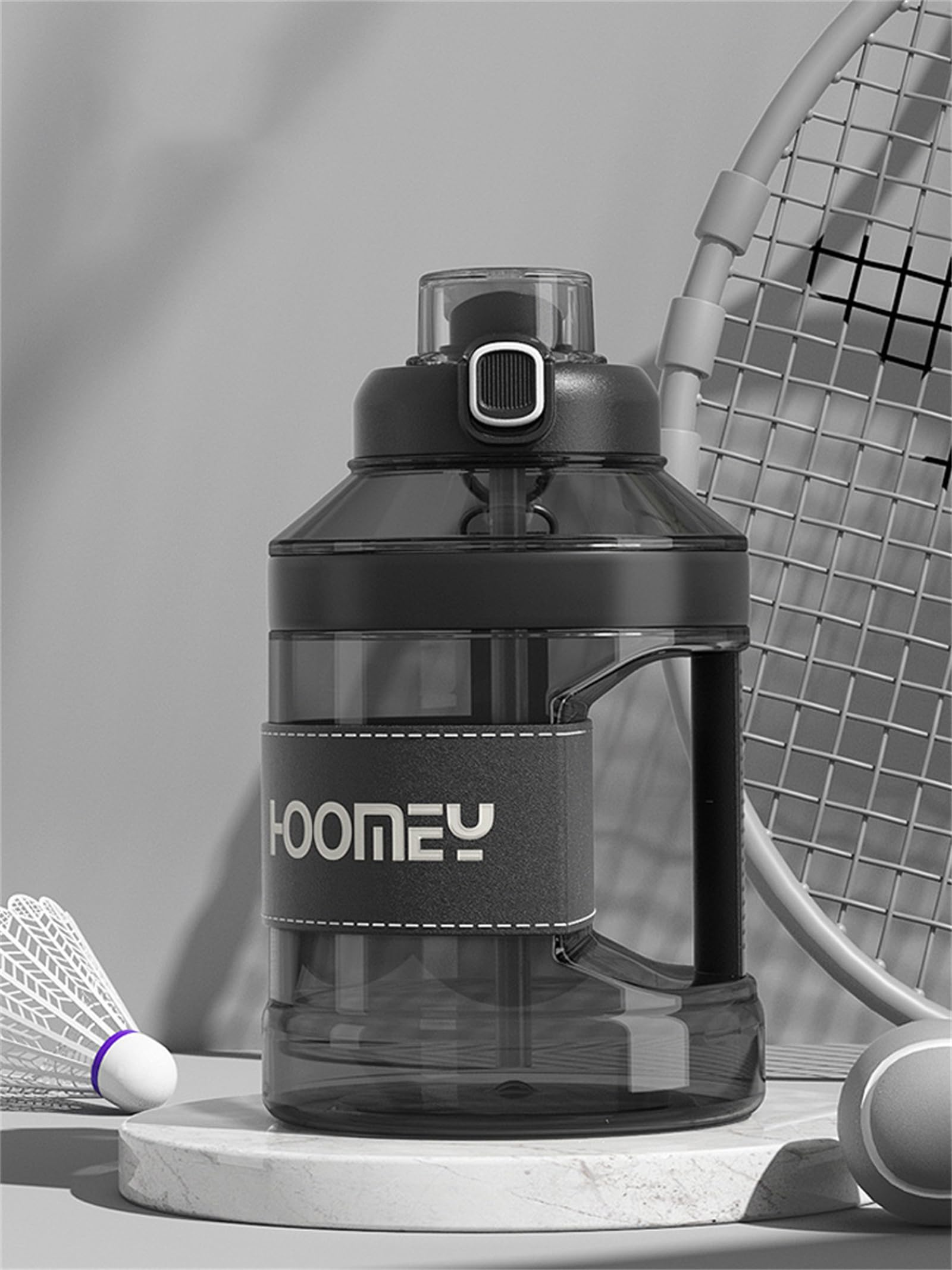 Wasserflaschen Krug mit Strohhalm, Sport-Wasserkrug, mit Griff, Große Sport Wasserflasche, für Fitnessstudio, Training, Basketball, Fußball,Schwarz