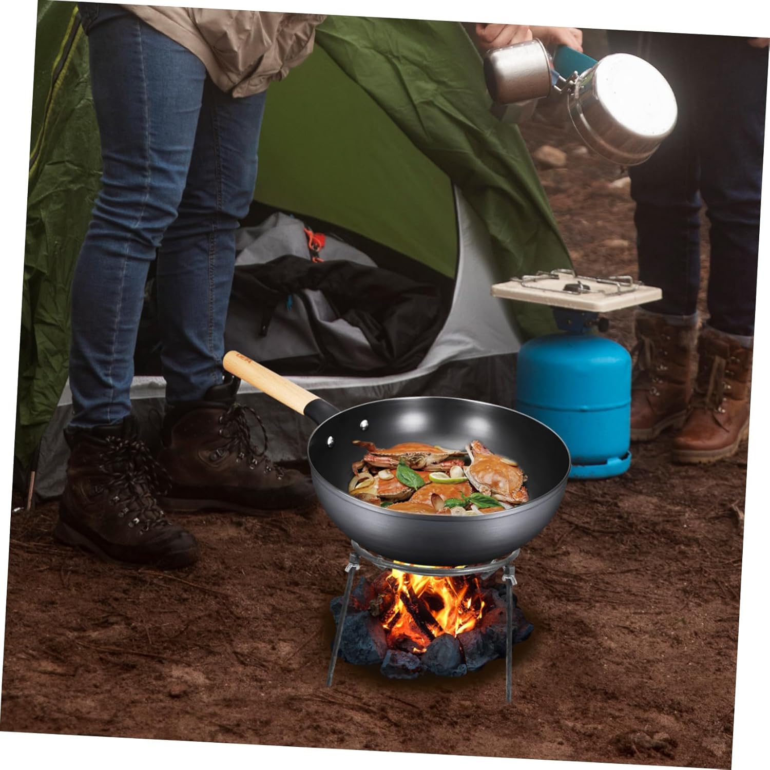 HANABASS Campfire Tripod Grill Stand Portable Outdoor Cooking Rack for Bbq Fits Cast Iron Stove Detachable Design for Camping and Firewood Cooking for Picnics and Outdoor