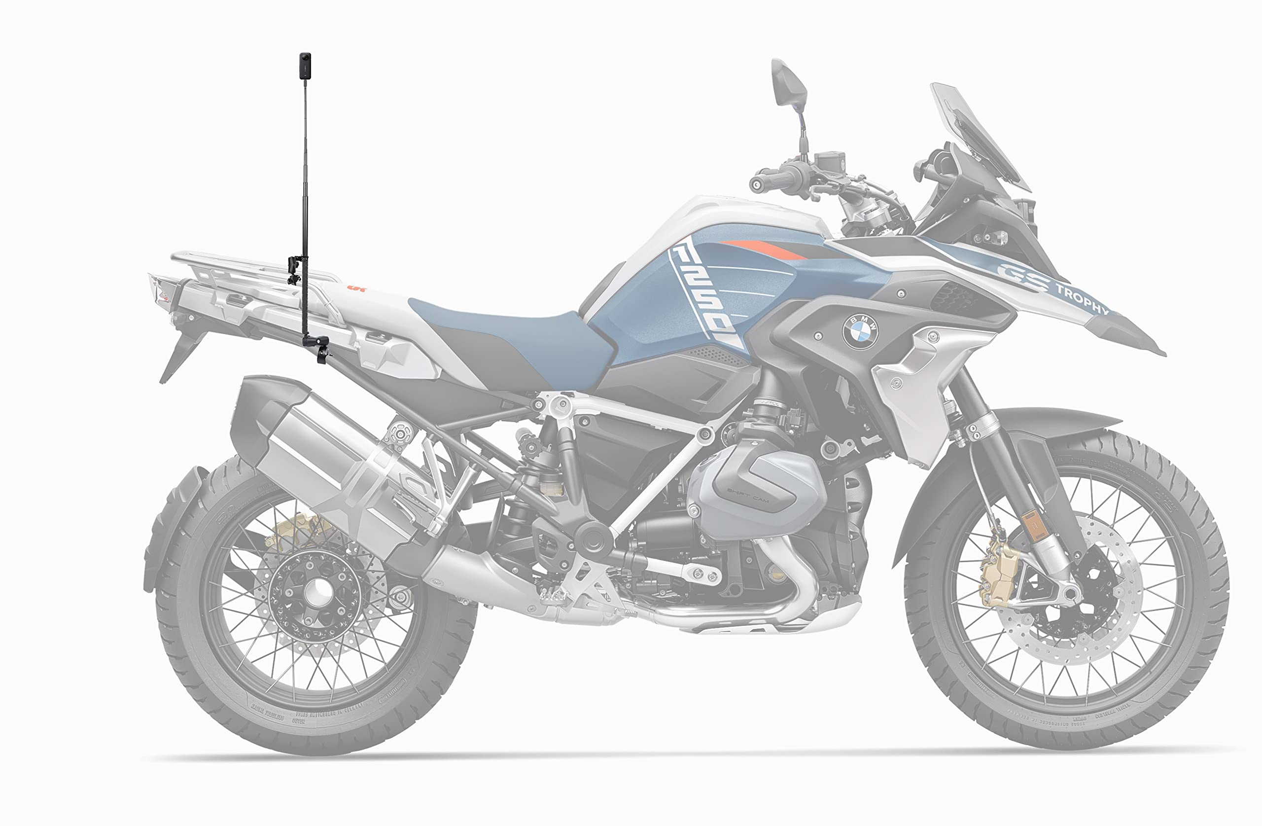Kamera sportowa na motocykl do Insta360 X5/X3/X2/Ace, GoPro Hero 13, Hero 12, Hero 11/10, obrót o 360 stopni, podwójny zacisk, materiał aluminiowy, podwójna stabilność