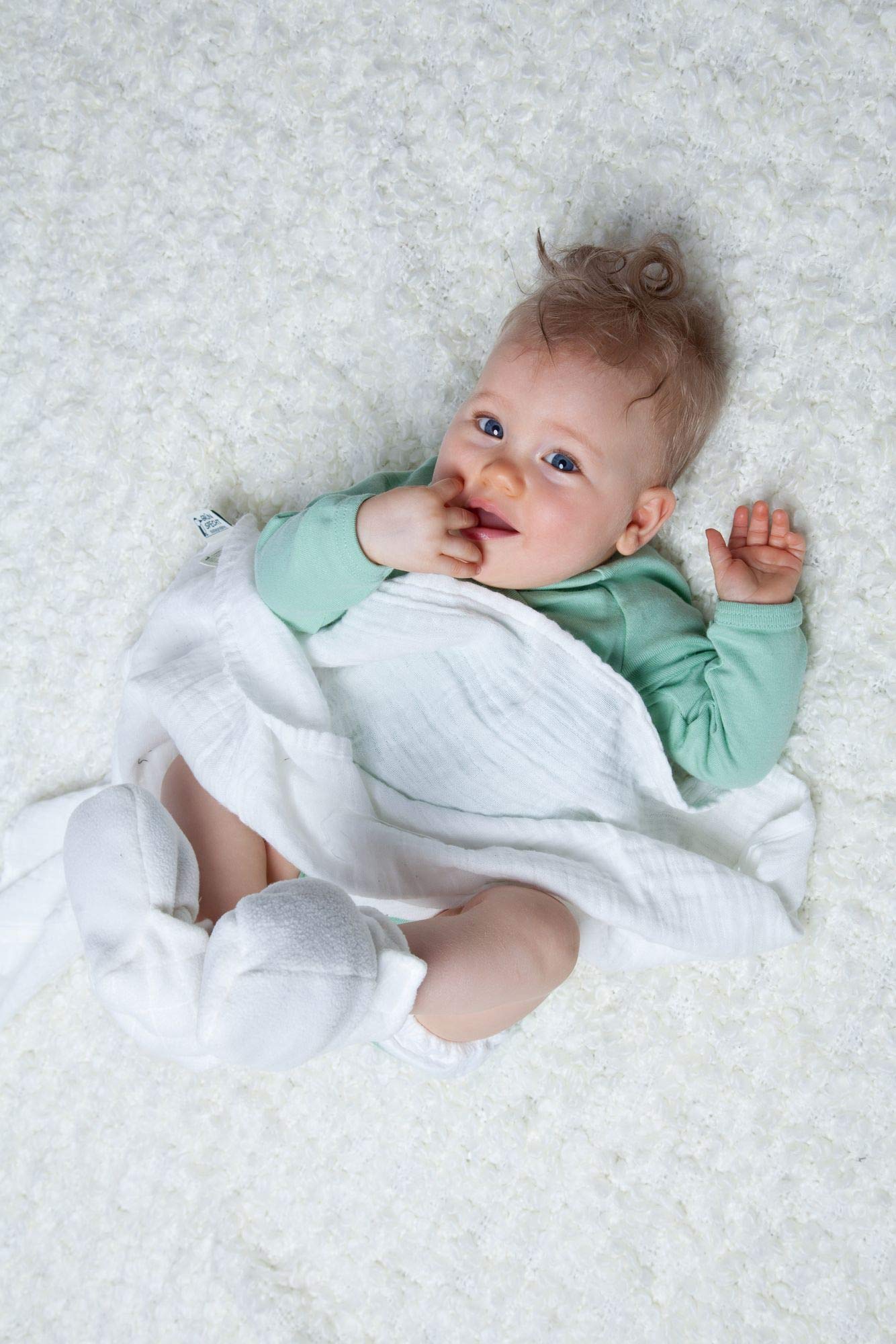 Image secondaire de Lot de 5 langes bio en mousseline 100% coton - Doux et absorbants