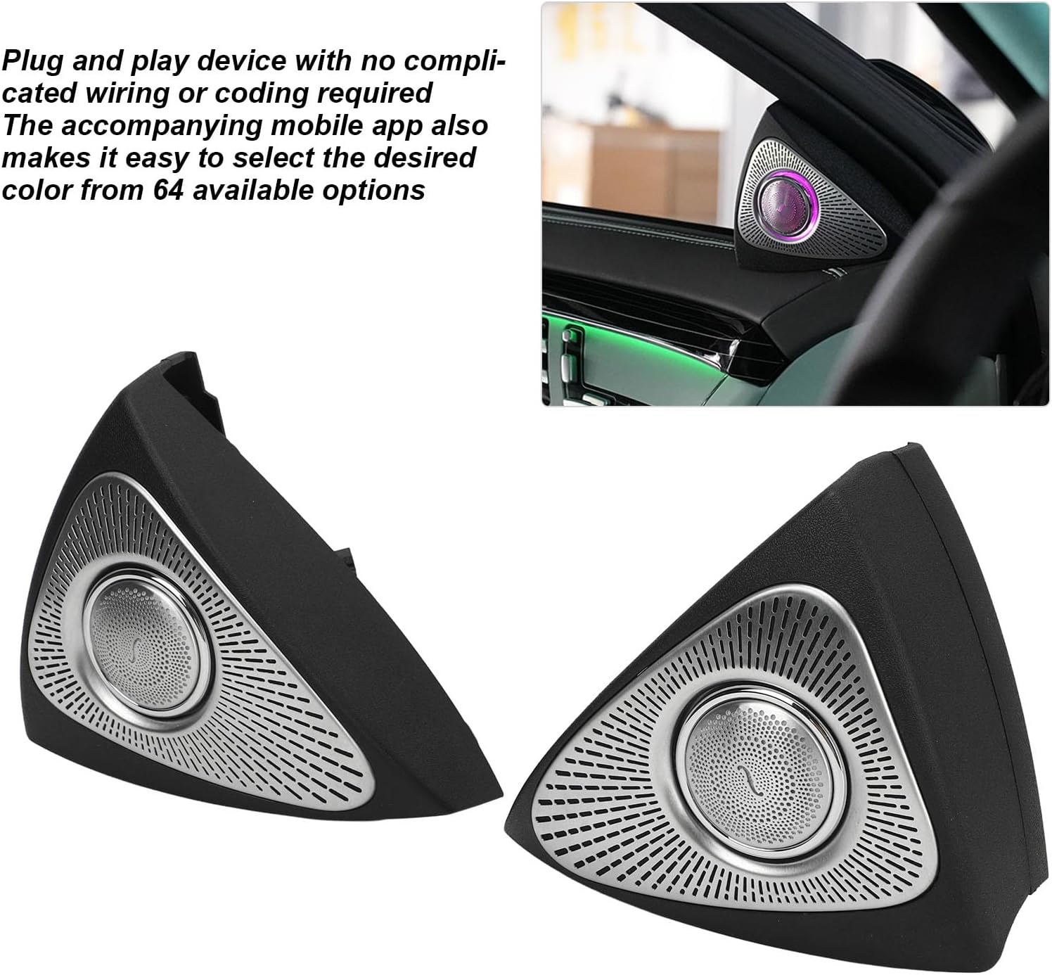 Car Tweeters, LED Ambient 3D Rotating Speaker System, Audio Tweeter Upgrade, Compatible with Mercedes-Benz S-Class W221 S350 S450 S500 S600 S63 2006-2013