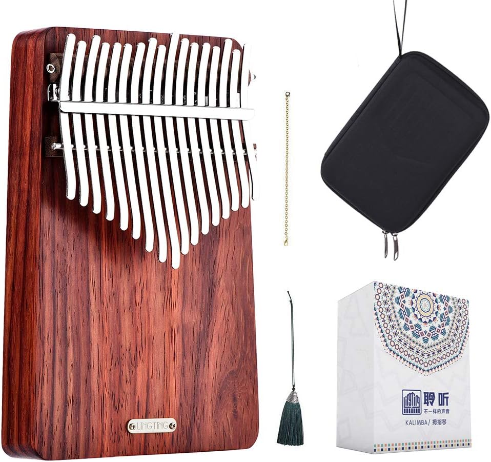 LingTing Kalimba 17 keys Thumb Piano Mbira Finger Piano Gift for Adult Beginners Professional（LT-K17A,wind whisperer)