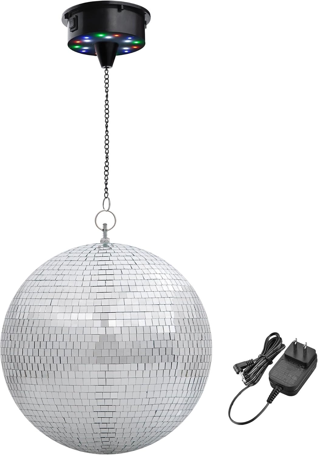 Yescom 12" Large Disco Ball with Motor Rotating 6RPM 18 RGBW LED Lights for 70s 80s Party DJ Bands Dance Club Bar Wedding Birthday Event Holiday Decor